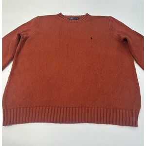 Vintage 90s Polo Ralph Lauren Knit Sweater Men's Orange 3XLT 100% Cotton